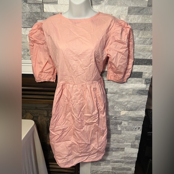 Cute Pink Puff Sleeve Mini Dress – No Size Tag (See Measurements) - Picture 2 of 4